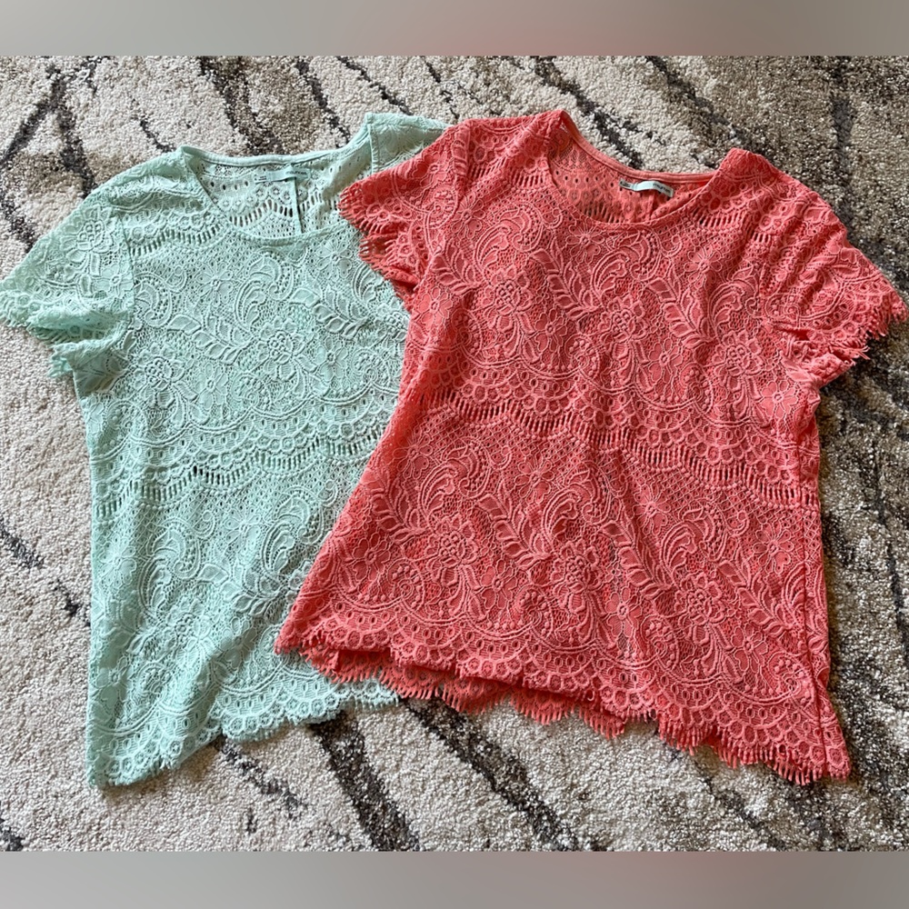 Maurices Lace Blouses - Coral and Mint